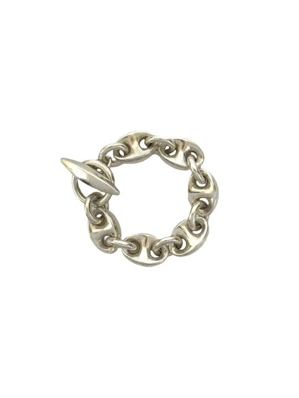 Hermes Neptune Bracelet 925 Sterling Silver Chain Bangle